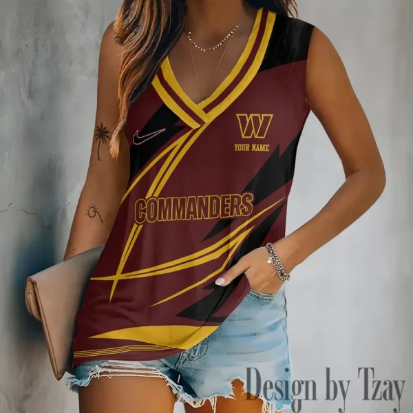 Washington Commanders V-neck Women’s Vest T-shirt SPTVNECKWVTS130