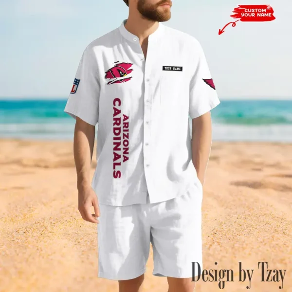 Arizona Cardinals Breathable Summer Linen Shirt And Shorts Men's Two-Piece Set SPTBSLSSMTPS001