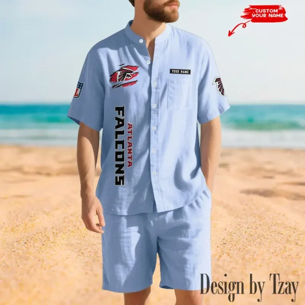 Atlanta Falcons Breathable Summer Linen Shirt And Shorts Men's Two-Piece Set SPTBSLSSMTPS002 - Image 4