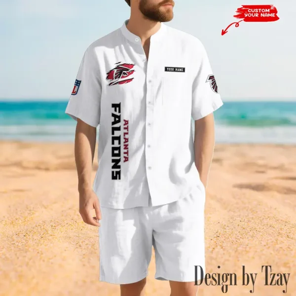 Atlanta Falcons Breathable Summer Linen Shirt And Shorts Men's Two-Piece Set SPTBSLSSMTPS002 - Image 5