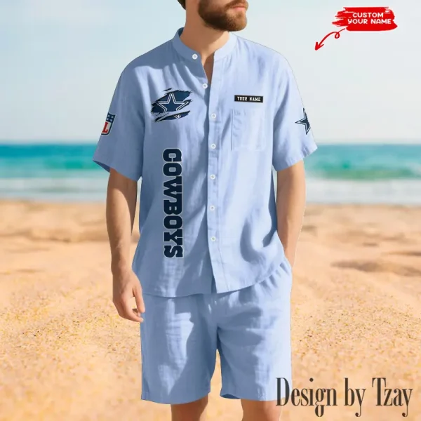 Dallas Cowboys Breathable Summer Linen Shirt And Shorts Men's Two-Piece Set SPTBSLSSMTPS009