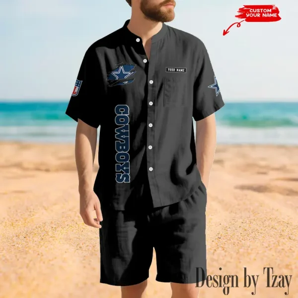 Dallas Cowboys Breathable Summer Linen Shirt And Shorts Men's Two-Piece Set SPTBSLSSMTPS009 - Image 3