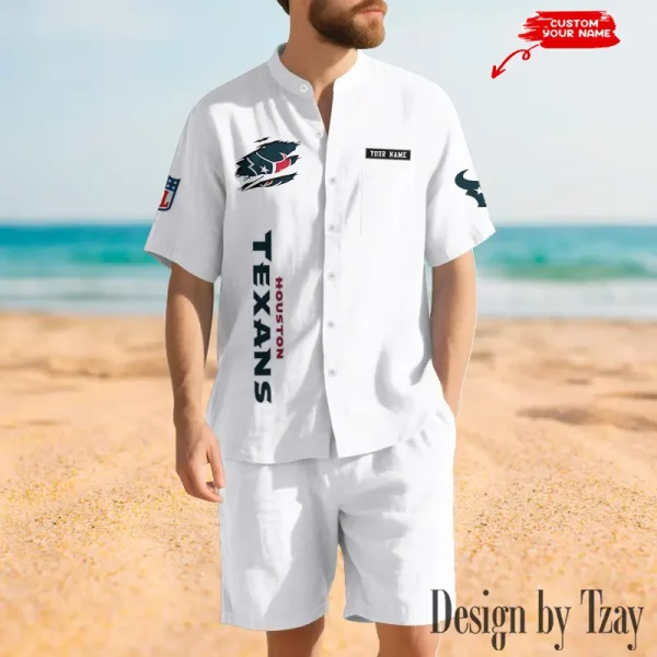 Houston Texans Breathable Summer Linen Shirt And Shorts Men's Two-Piece Set SPTBSLSSMTPS013 - Image 4