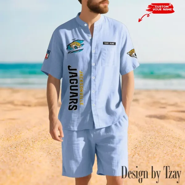 Jacksonville Jaguars Breathable Summer Linen Shirt And Shorts Men's Two-Piece Set SPTBSLSSMTPS015