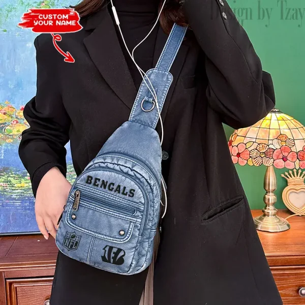 Cincinnati Bengals Street-Style New Leather Chest Bag Trending 2025 SPTSSNLCB039 - Image 2