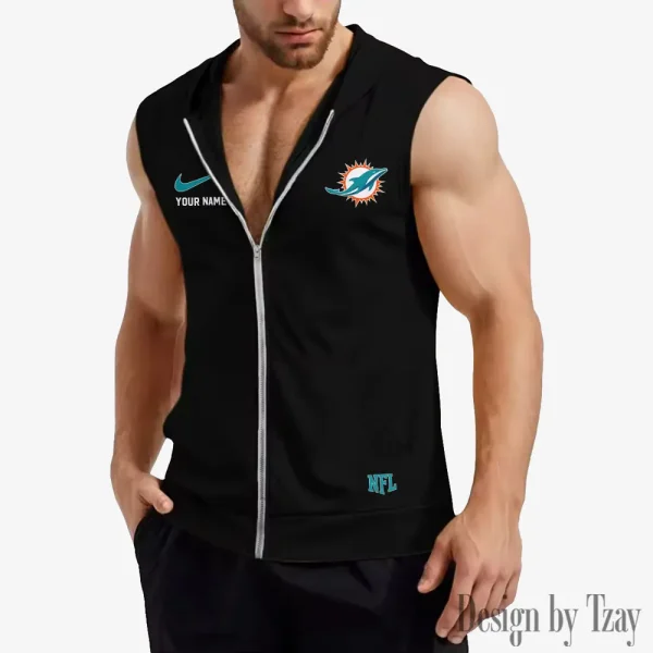 Miami Dolphins Mens Sleeveless Gym Tank Top Trending 2025 SPTMSVSHTT020 - Image 4