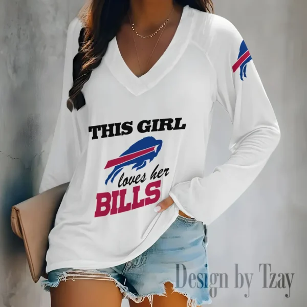 Buffalo Bills Women's Long sleeves T-shirt V-neck Trending 2025 BGVPS333