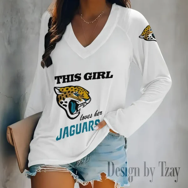 Jacksonville Jaguars Women's Long sleeves T-shirt V-neck Trending 2025 BGVPS344