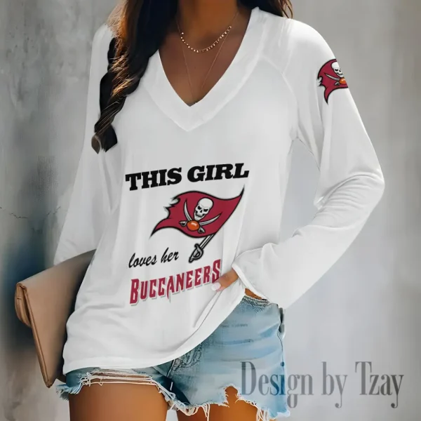Tampa Bay Buccaneers Women's Long sleeves T-shirt V-neck Trending 2025 BGVPS359