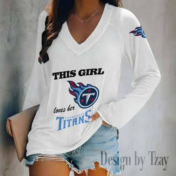 Tennessee Titans Women's Long sleeves T-shirt V-neck Trending 2025 BGVPS360
