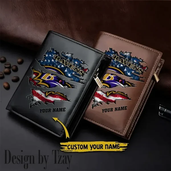 Baltimore Ravens Leather Vertical Men Wallet Gifts For Fans SPTLVW925
