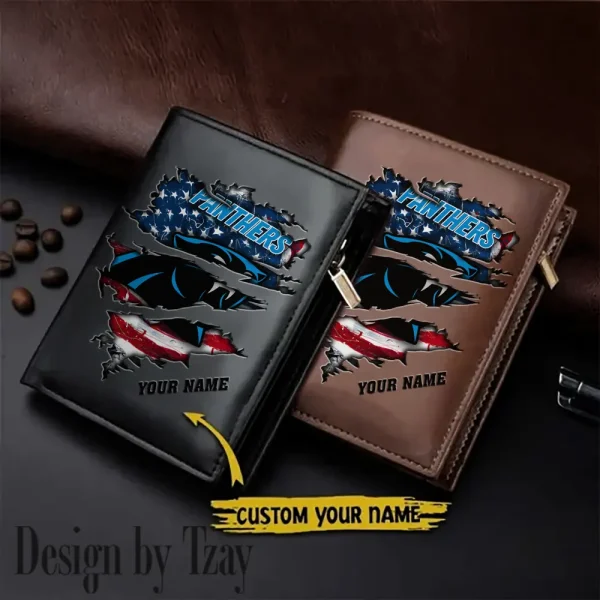 Carolina Panthers Leather Vertical Men Wallet Gifts For Fans SPTLVW927