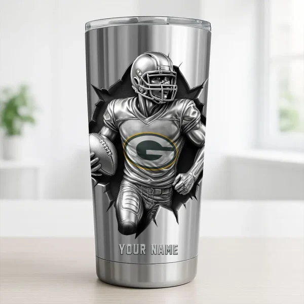 Green Bay Packers Football Team US Stainless Steel Players Tumbler Custom Name Best Gift For Fan BGTUM853