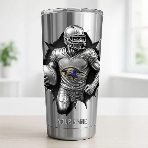 Baltimore Ravens Football Team US Stainless Steel Players Tumbler Custom Name Best Gift For Fan BGTUM855
