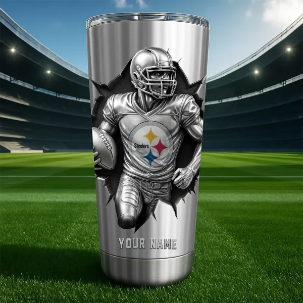 Pittsburgh Steelers Football Team US Stainless Steel Players Tumbler Custom Name Best Gift For Fan BGTUM856 - Image 2