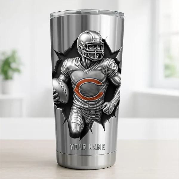 Chicago Bears Football Team US Stainless Steel Players Tumbler Custom Name Best Gift For Fan BGTUM858