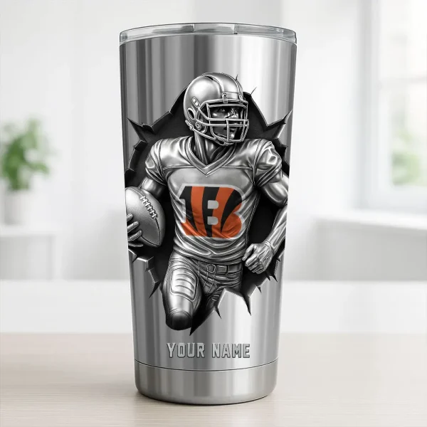 Cincinnati Bengals Football Team US Stainless Steel Players Tumbler Custom Name Best Gift For Fan BGTUM859