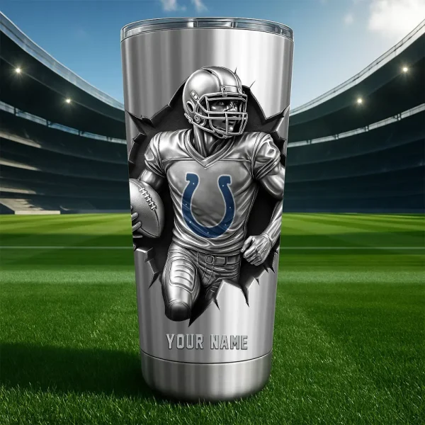 Indianapolis Colts Football Team US Stainless Steel Players Tumbler Custom Name Best Gift For Fan BGTUM863 - Image 2