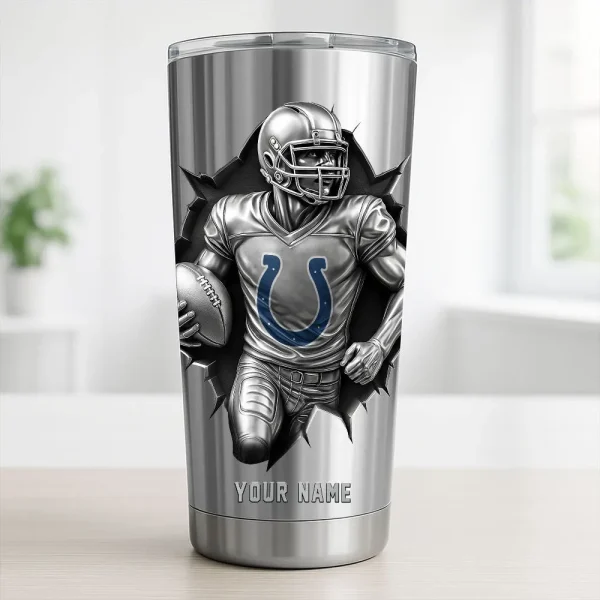 Indianapolis Colts Football Team US Stainless Steel Players Tumbler Custom Name Best Gift For Fan BGTUM863