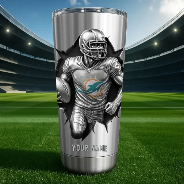 Miami Dolphins Football Team US Stainless Steel Players Tumbler Custom Name Best Gift For Fan BGTUM865 - Image 2