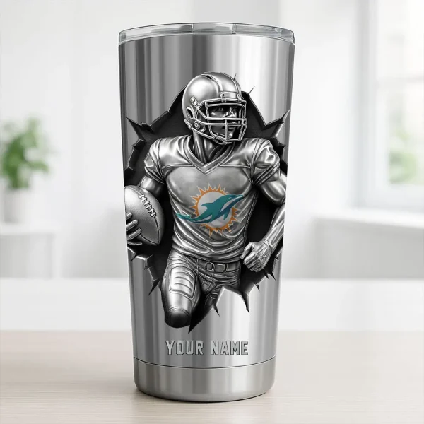 Miami Dolphins Football Team US Stainless Steel Players Tumbler Custom Name Best Gift For Fan BGTUM865