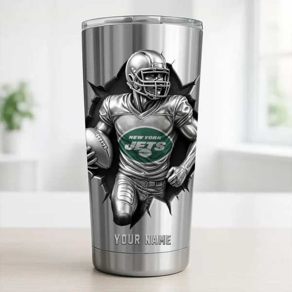New York Jets Football Team US Stainless Steel Players Tumbler Custom Name Best Gift For Fan BGTUM869