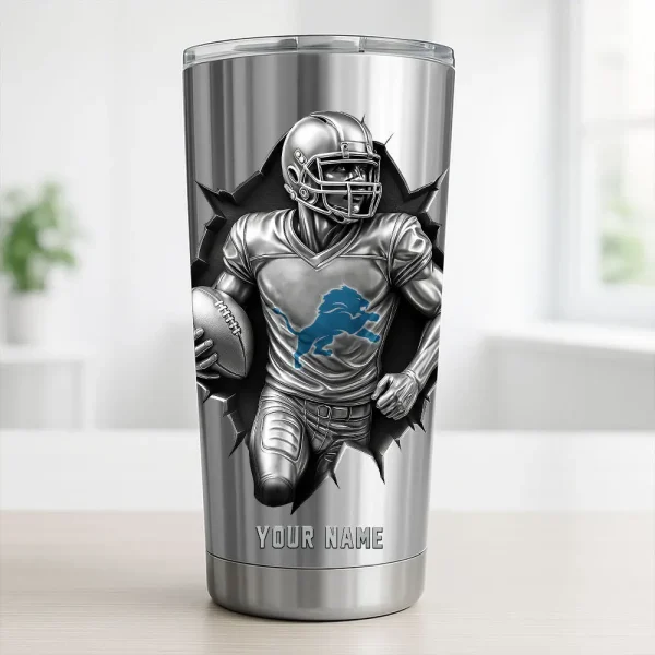 Detroit Lions Football Team US Stainless Steel Players Tumbler Custom Name Best Gift For Fan BGTUM870