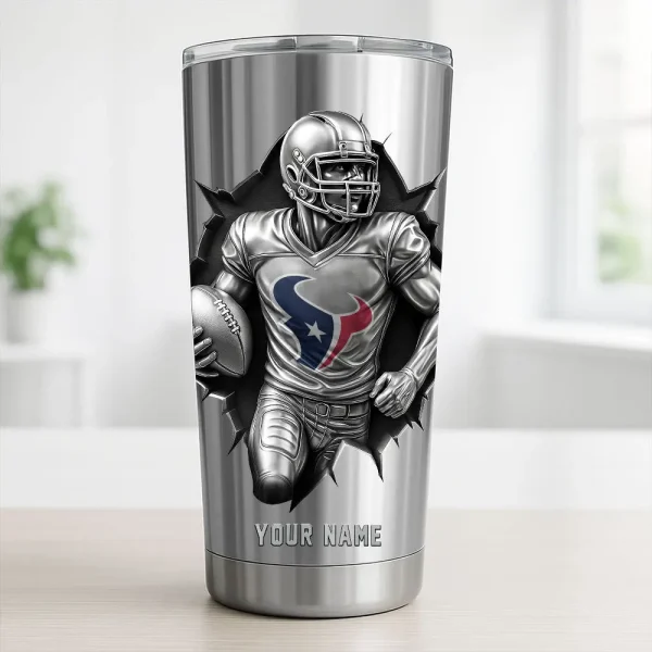 Houston Texans Football Team US Stainless Steel Players Tumbler Custom Name Best Gift For Fan BGTUM874