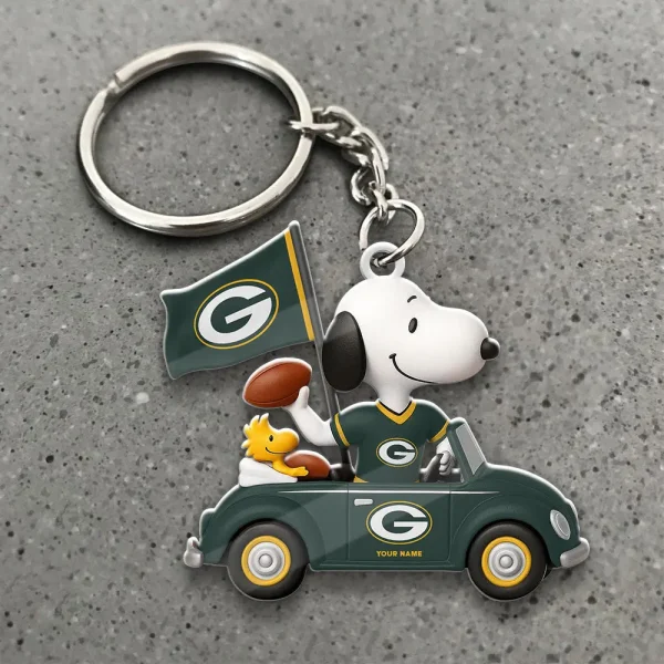 Green Bay Packers Football Team US Cartoon Dog Keychain Custom Name Gift For Fan SPTAKC045 - Image 2