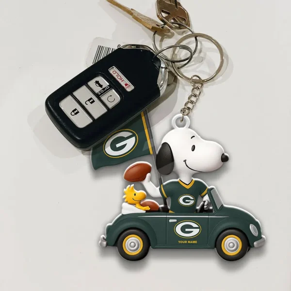 Green Bay Packers Football Team US Cartoon Dog Keychain Custom Name Gift For Fan SPTAKC045 - Image 3