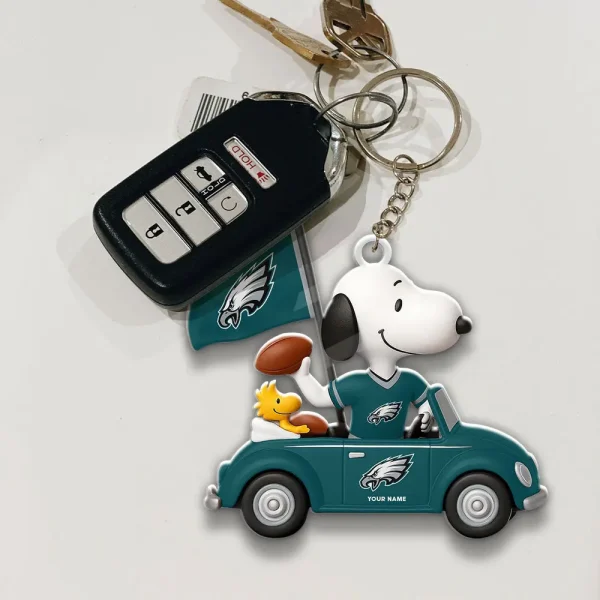 Philadelphia Eagles Football Team US Cartoon Dog Keychain Custom Name Gift For Fan SPTAKC046 - Image 2