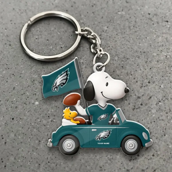 Philadelphia Eagles Football Team US Cartoon Dog Keychain Custom Name Gift For Fan SPTAKC046 - Image 3