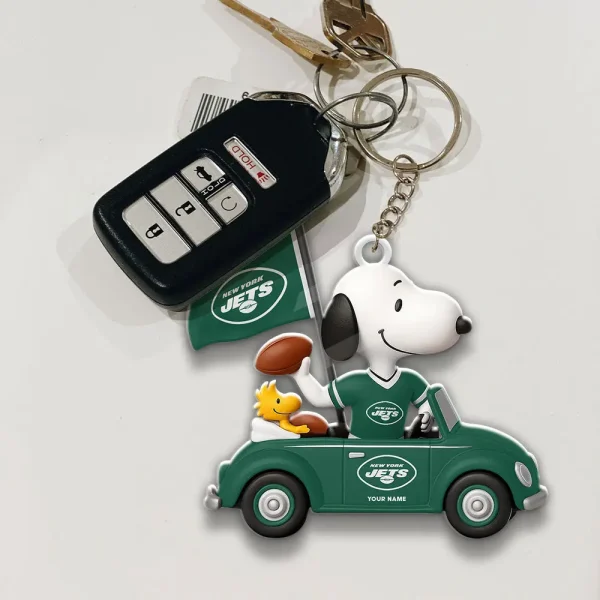 New York Jets Football Team US Cartoon Dog Keychain Custom Name Gift For Fan SPTAKC047 - Image 2