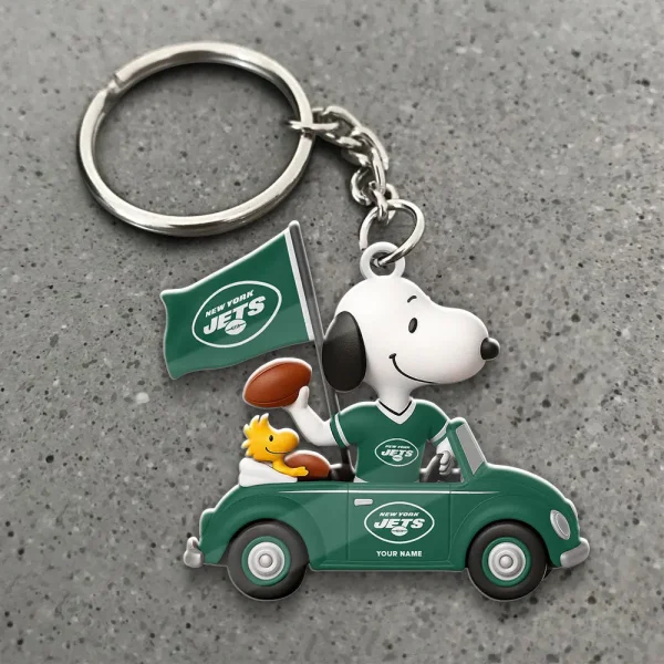 New York Jets Football Team US Cartoon Dog Keychain Custom Name Gift For Fan SPTAKC047 - Image 3