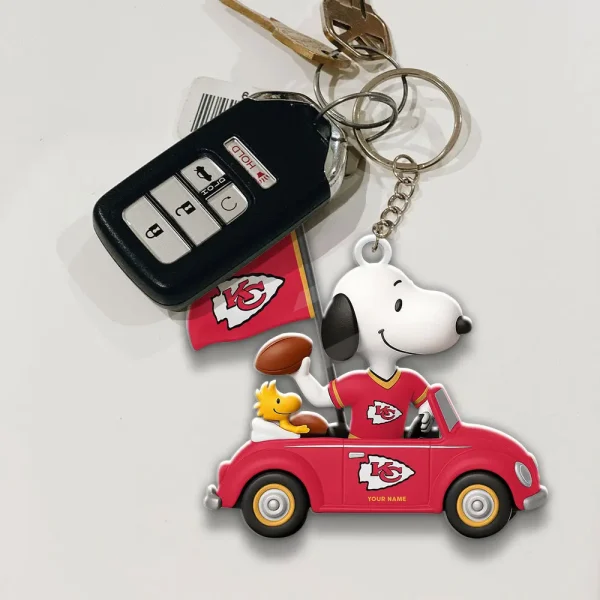 Kansas City Chiefs Football Team US Cartoon Dog Keychain Custom Name Gift For Fan SPTAKC048 - Image 2