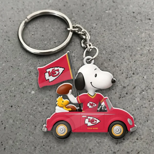 Kansas City Chiefs Football Team US Cartoon Dog Keychain Custom Name Gift For Fan SPTAKC048 - Image 3