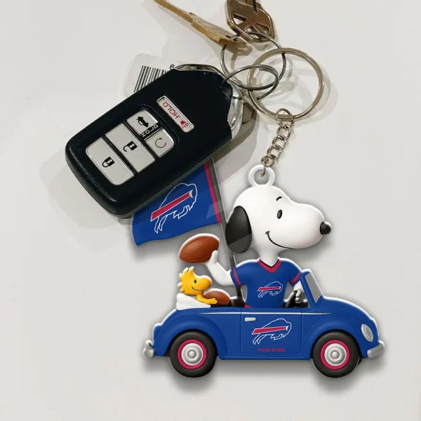 Buffalo Bills Football Team US Cartoon Dog Keychain Custom Name Gift For Fan SPTAKC050 - Image 2