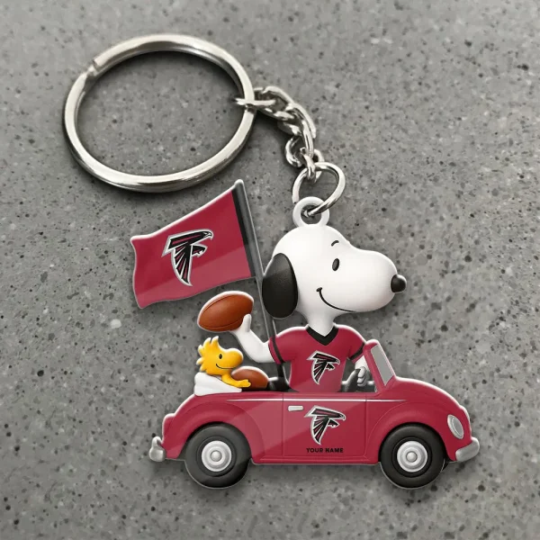 Atlanta Falcons Football Team US Cartoon Dog Keychain Custom Name Gift For Fan SPTAKC051 - Image 2