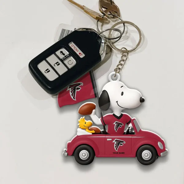 Atlanta Falcons Football Team US Cartoon Dog Keychain Custom Name Gift For Fan SPTAKC051 - Image 3