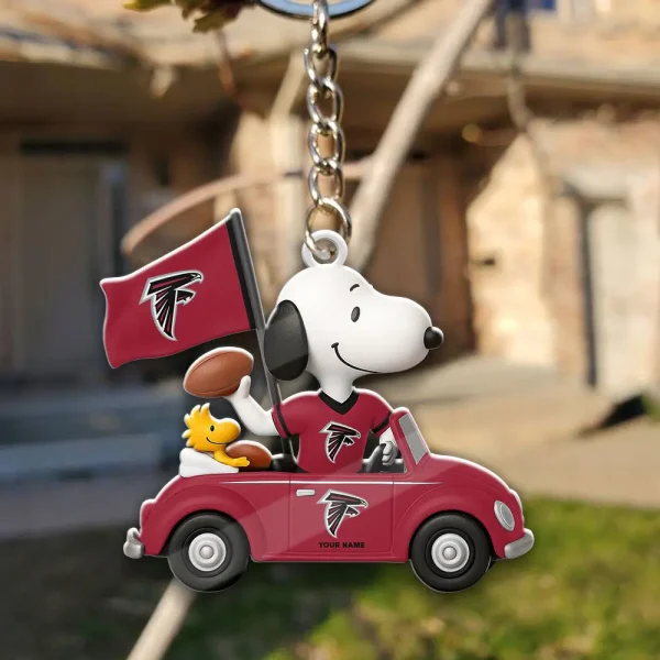 Atlanta Falcons Football Team US Cartoon Dog Keychain Custom Name Gift For Fan SPTAKC051