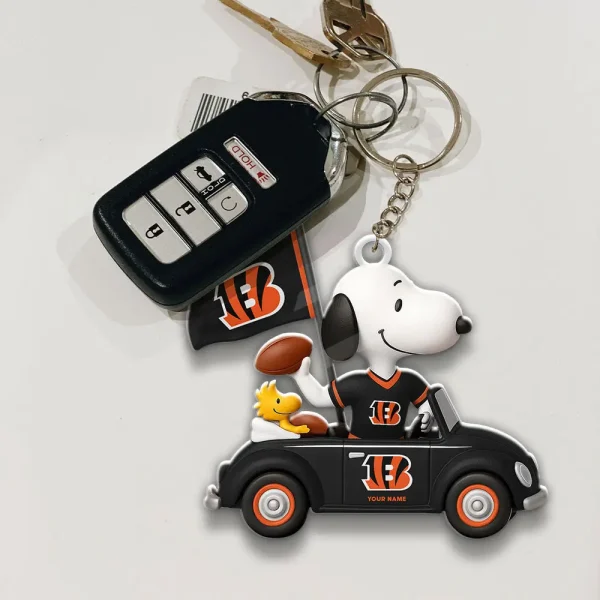 Cincinnati Bengals Football Team US Cartoon Dog Keychain Custom Name Gift For Fan SPTAKC052 - Image 3