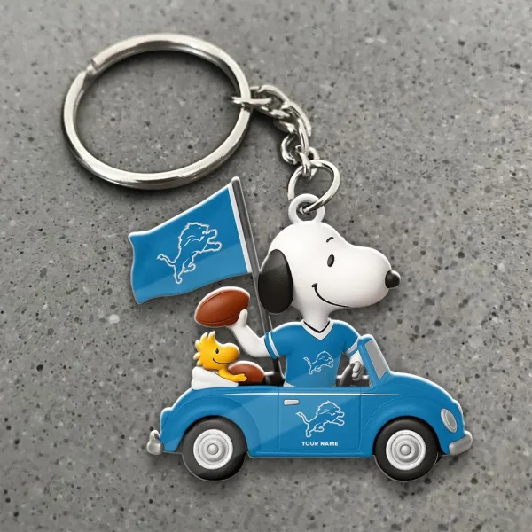 Detroit Lions Football Team US Cartoon Dog Keychain Custom Name Gift For Fan SPTAKC053 - Image 3