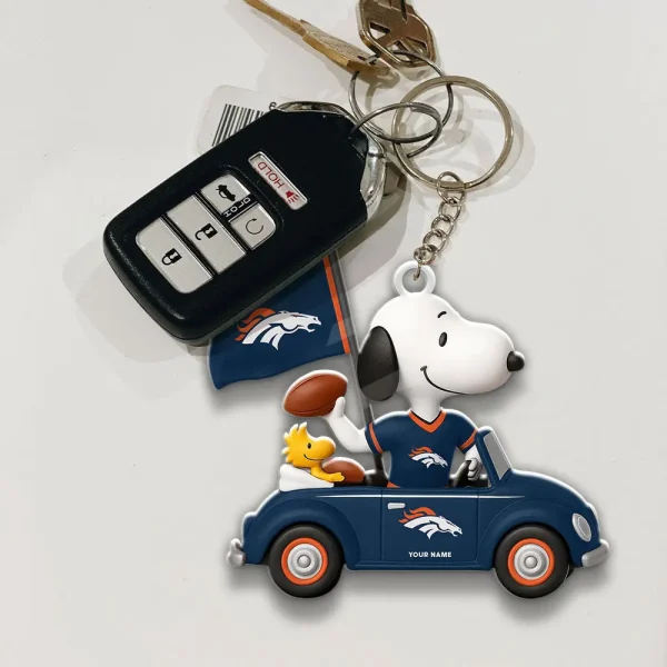 Denver Broncos Football Team US Cartoon Dog Keychain Custom Name Gift For Fan SPTAKC054 - Image 2