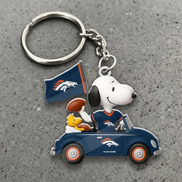 Denver Broncos Football Team US Cartoon Dog Keychain Custom Name Gift For Fan SPTAKC054 - Image 3