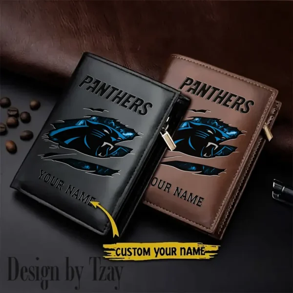 Carolina Panthers Leather Vertical Men Wallet Gifts For Fans SPTLVW959