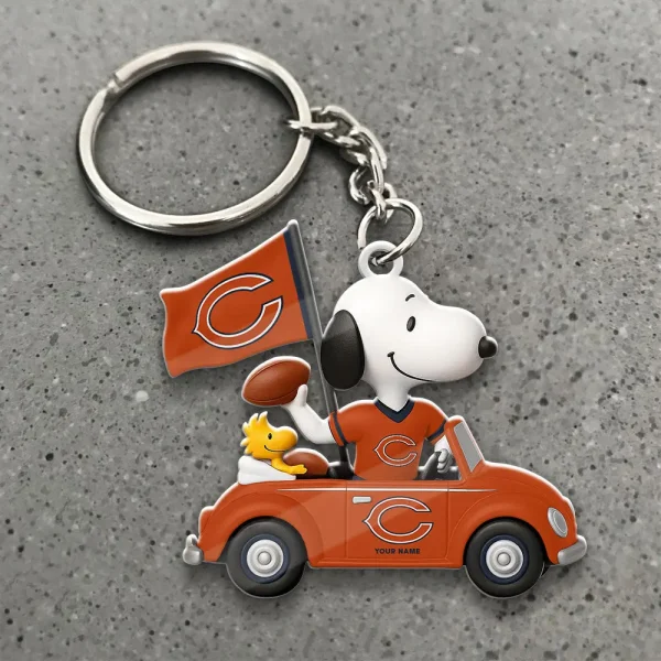 Chicago Bears Football Team US Cartoon Dog Keychain Custom Name Gift For Fan SPTAKC055 - Image 2
