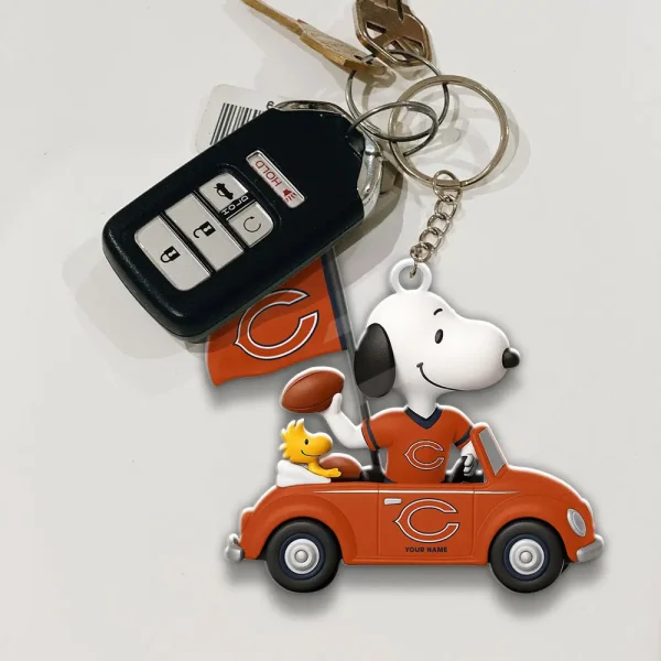Chicago Bears Football Team US Cartoon Dog Keychain Custom Name Gift For Fan SPTAKC055 - Image 3