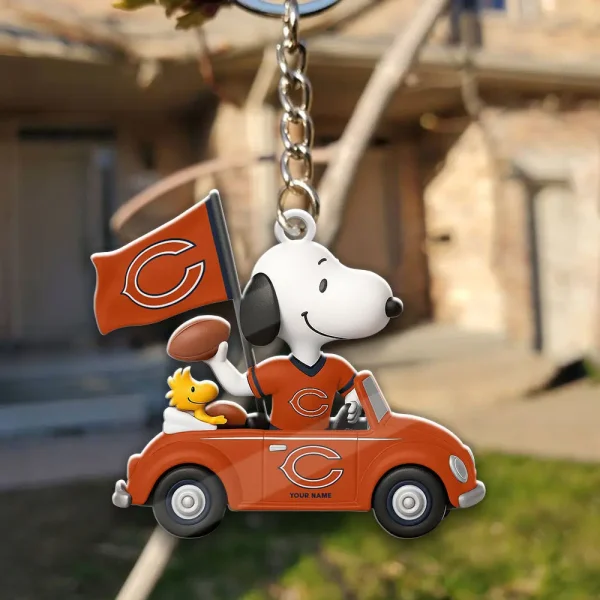 Chicago Bears Football Team US Cartoon Dog Keychain Custom Name Gift For Fan SPTAKC055