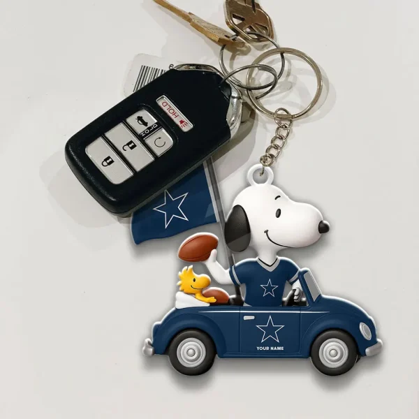 Dallas Cowboys Football Team US Cartoon Dog Keychain Custom Name Gift For Fan SPTAKC056 - Image 3