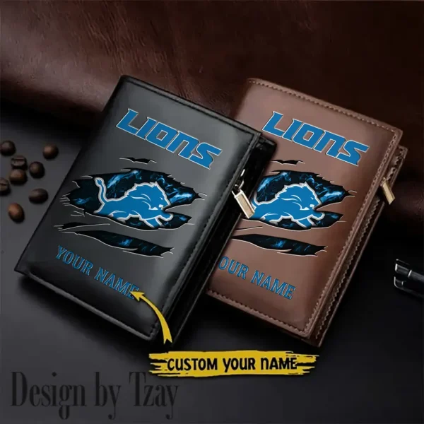 Detroit Lions Leather Vertical Men Wallet Gifts For Fans SPTLVW965